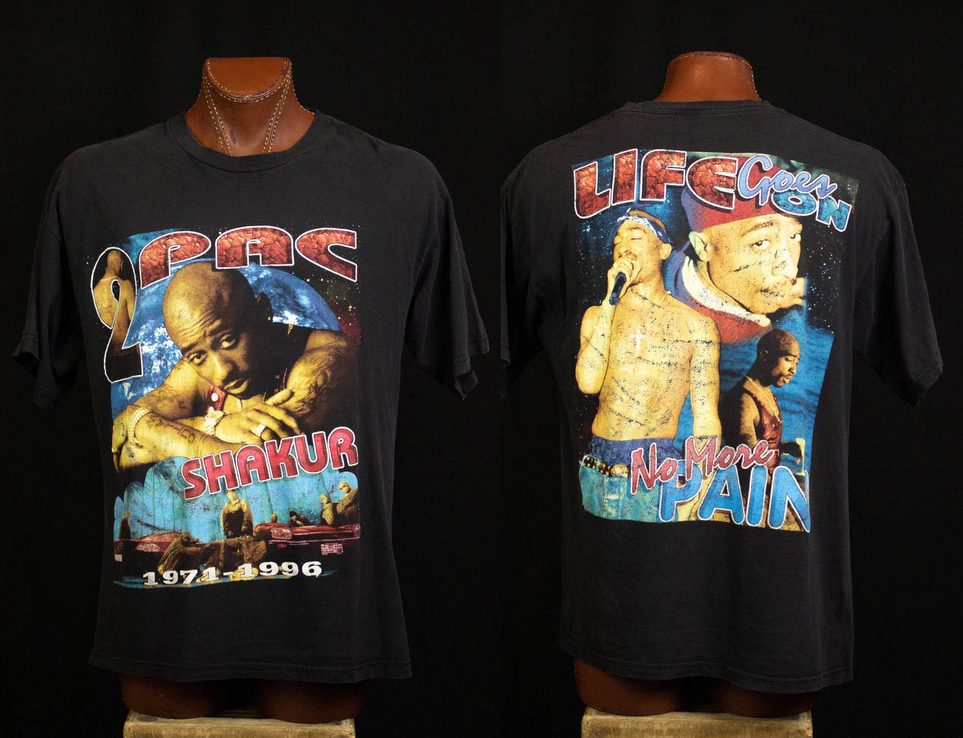 Vintage 1996 2Pac Shakur Life Goes on No More Pain Rap T Shirt