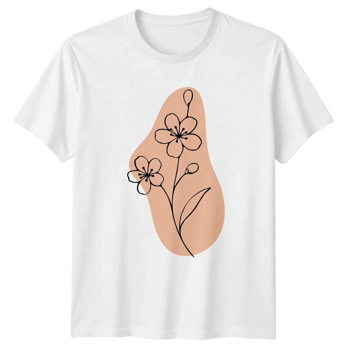 Minimalist Line Art Floral Bloom T-Shirt Botanical Illustration Nature Birthday
