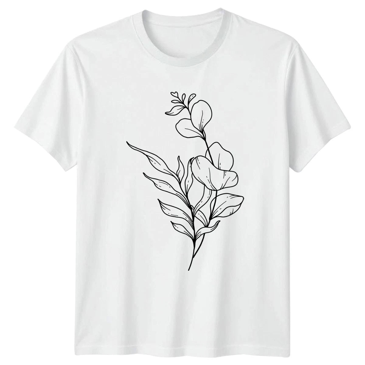 Eucalyptus Leaves Botanical Minimalist Drawing T-Shirt Eucalyptus Nature
