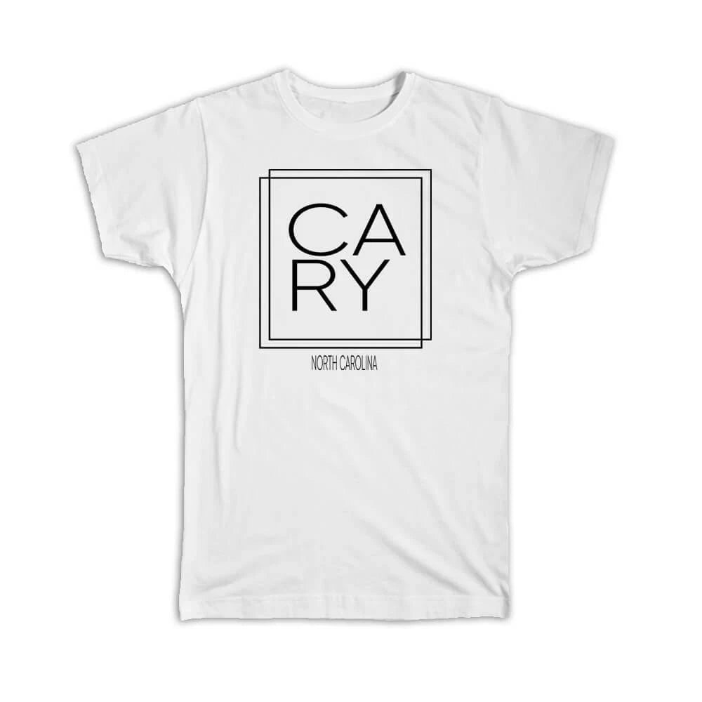Gift T-Shirt : CARY North Carolina Square Modern Minimalist Font