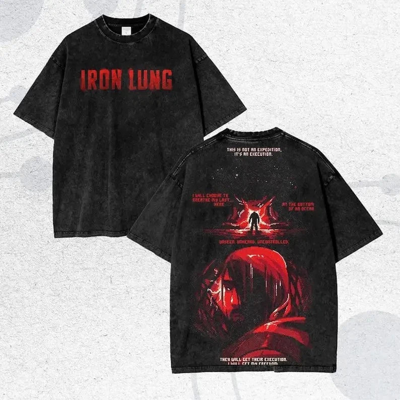 Iron Lung T-Shirt Graphic Print Unisex Cotton WASHED Tees Game Shirt