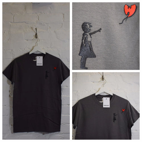 Actual Fact Hip Hop "W" x Banksy Street Art Charcoal Tee T-shirt