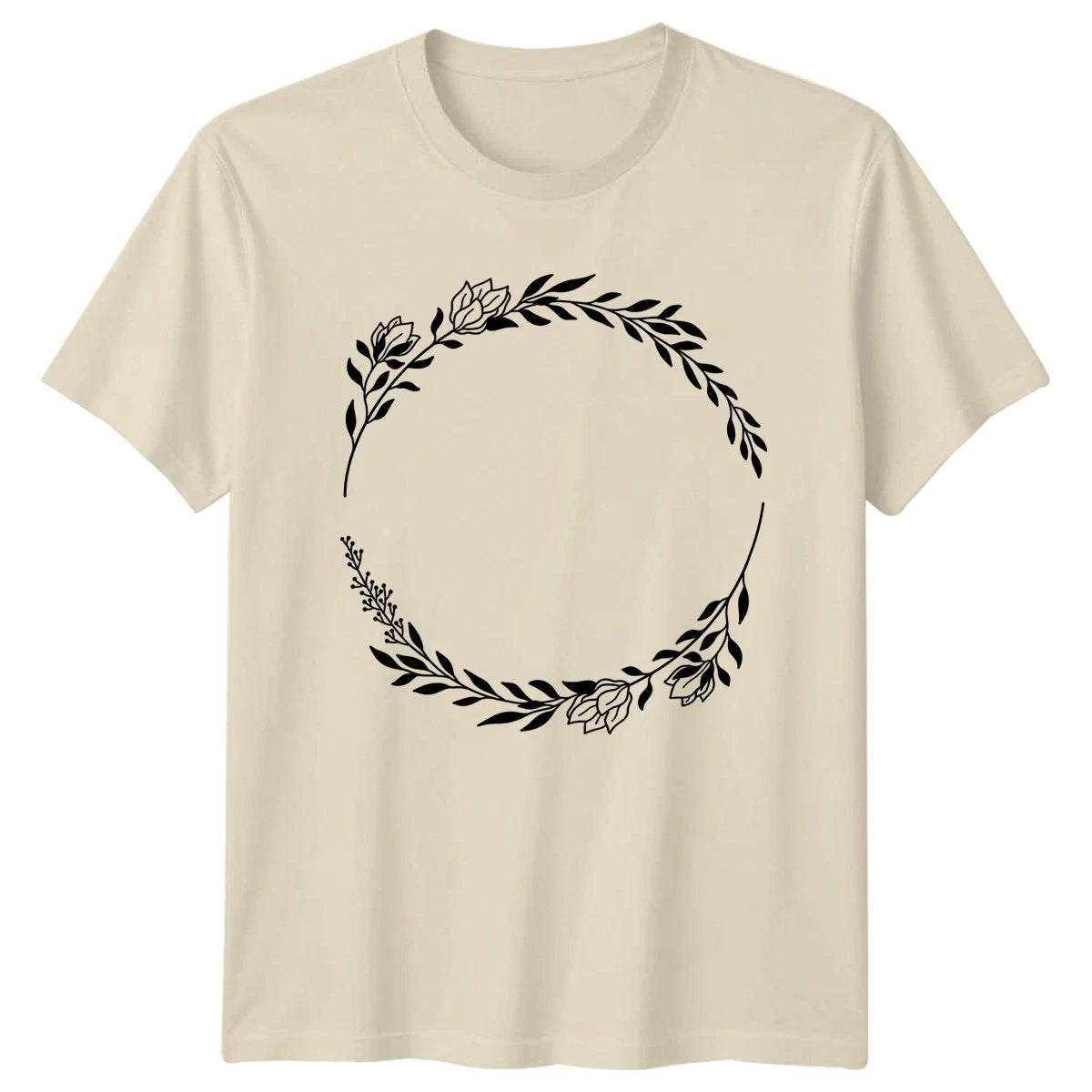 Elegant Minimalist Flower Wreath T-Shirt Botanical Wreath Floral Birthday Gift