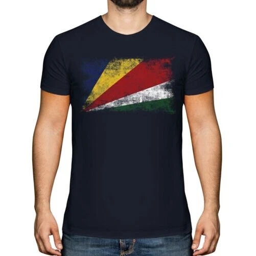 SEYCHELLES DISTRESSED FLAG MENS T-SHIRT TOP SESEL SEYCHELLOIS GIFT SHIRT
