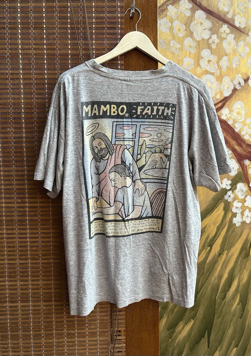 1995 Mambo Faith Loud Shirt Reg Mombassa Jesus Art T-Shirt Size XL Gray