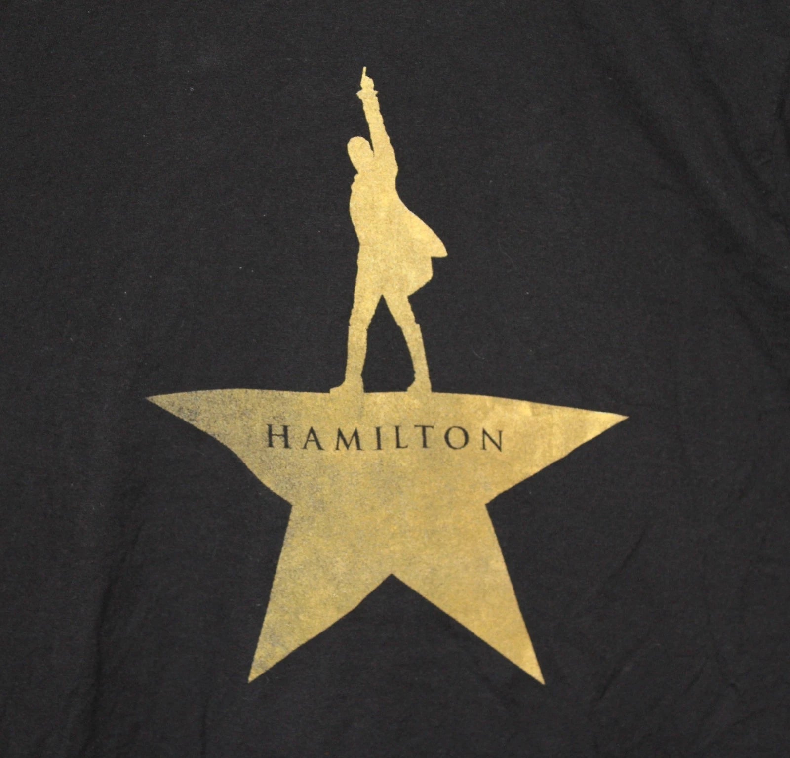 Hamilton Creative Goods Broadway T-Shirt Unisex L Black Gold Star Graphic Tee
