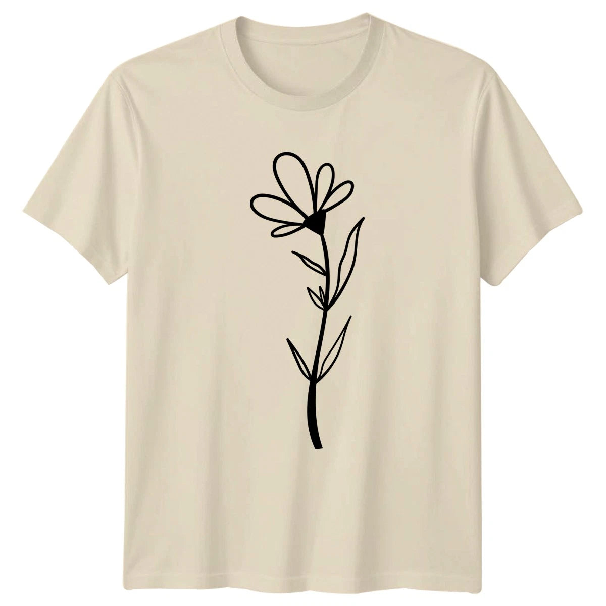 Minimalist Flower Outline T-Shirt Botanical Floral Birthday Gift For Him And Her