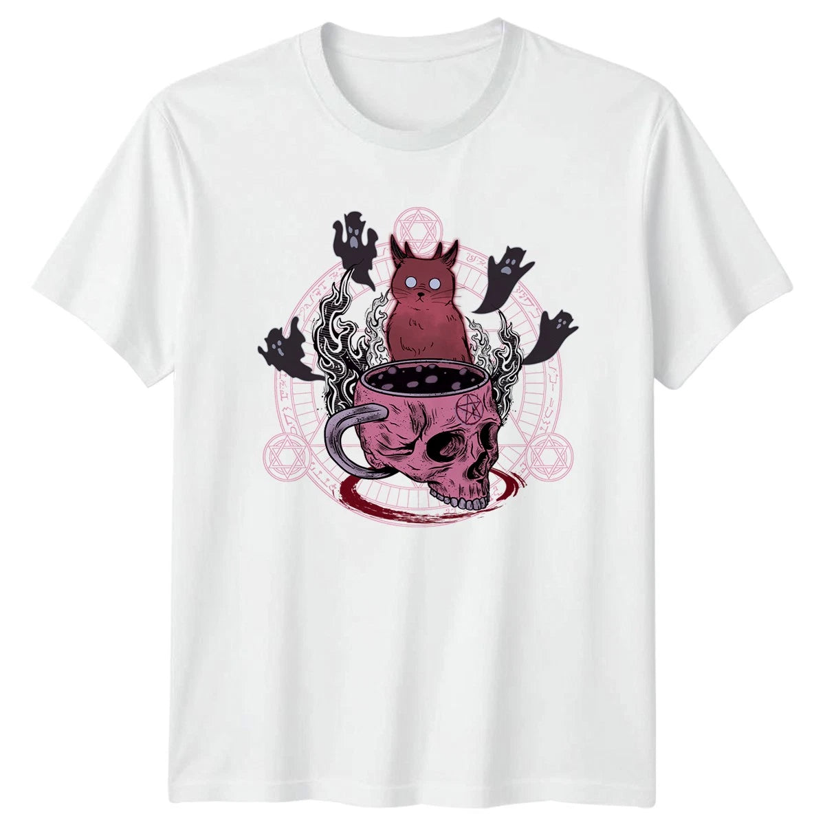 Kwaii Pastel Goth Horned Cat Skull T-Shirt Pastel Goth Goth Birthday Gift