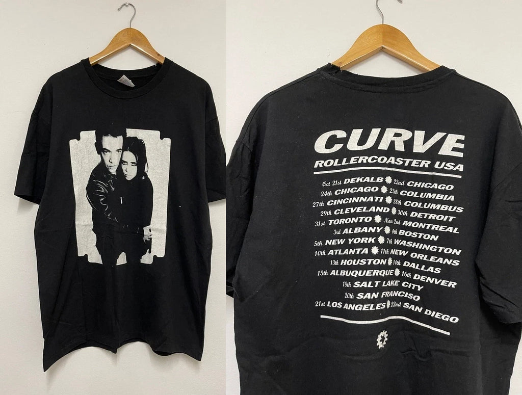 Curve Band Rollercoaster 1992 Tour Shoegaze Graphic Tee T Shirt Full Size S-5XL