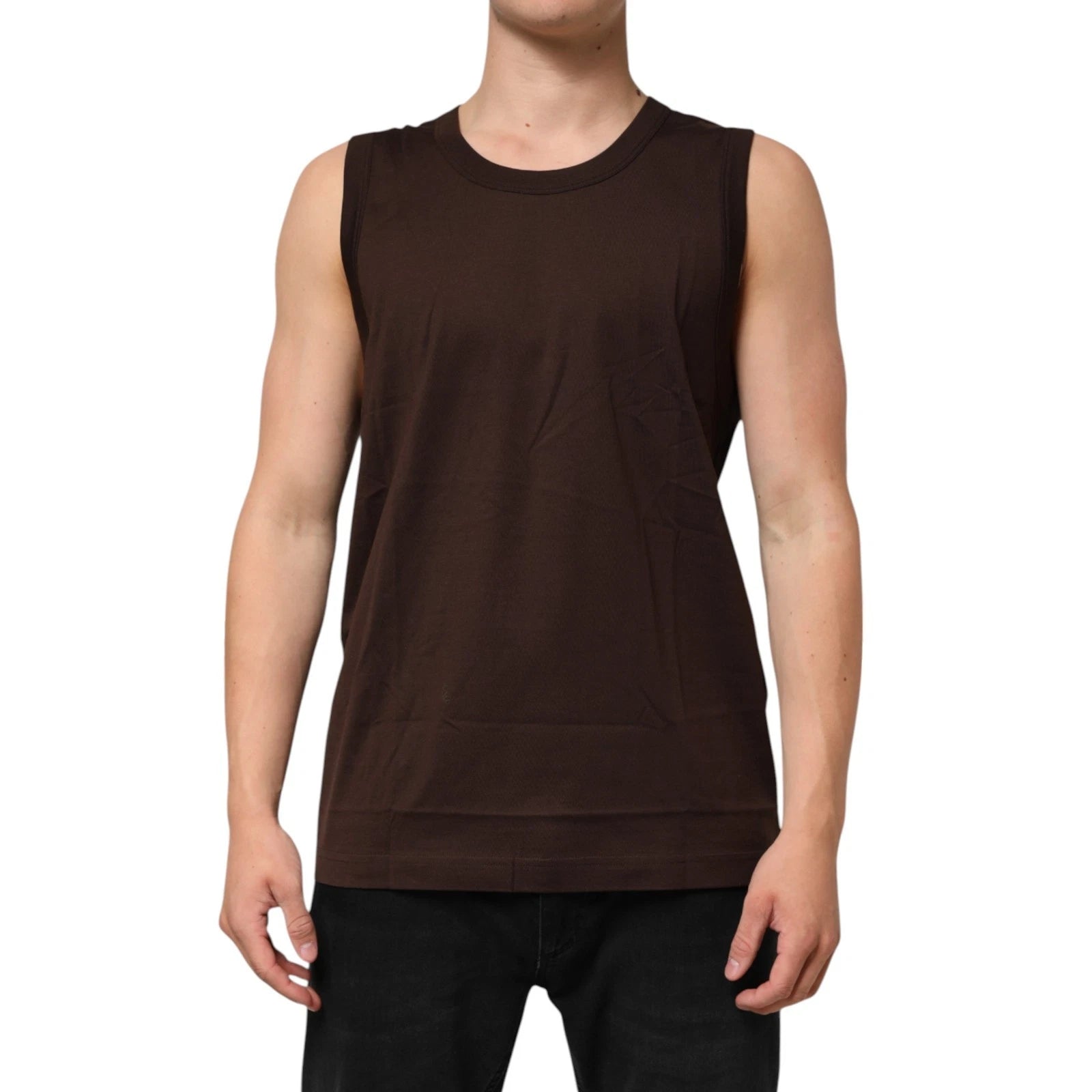 DOLCE & GABBANA Tank Top Brown Cotton Sleeveless Underwear Men s. Tag M 300usd