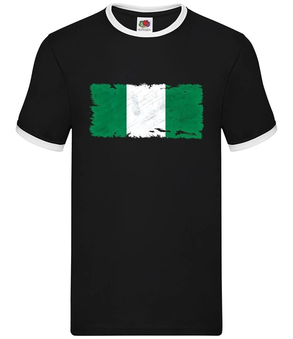 Nigeria Grunge Style Flag - Mens Ringer - Nigerian Country Travel Flags