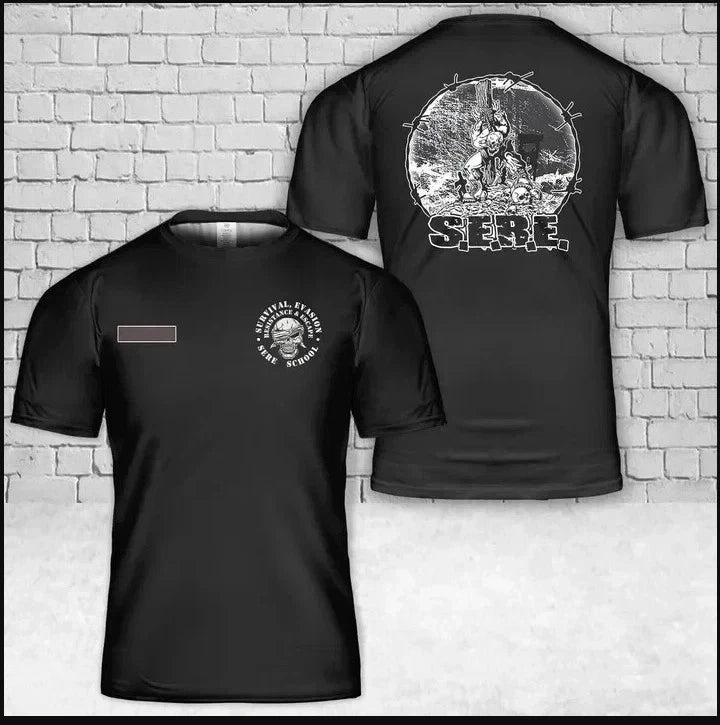 Custom Name SERE School Survival Evasion Resistance Escape Army AOP 3D T-Shirt