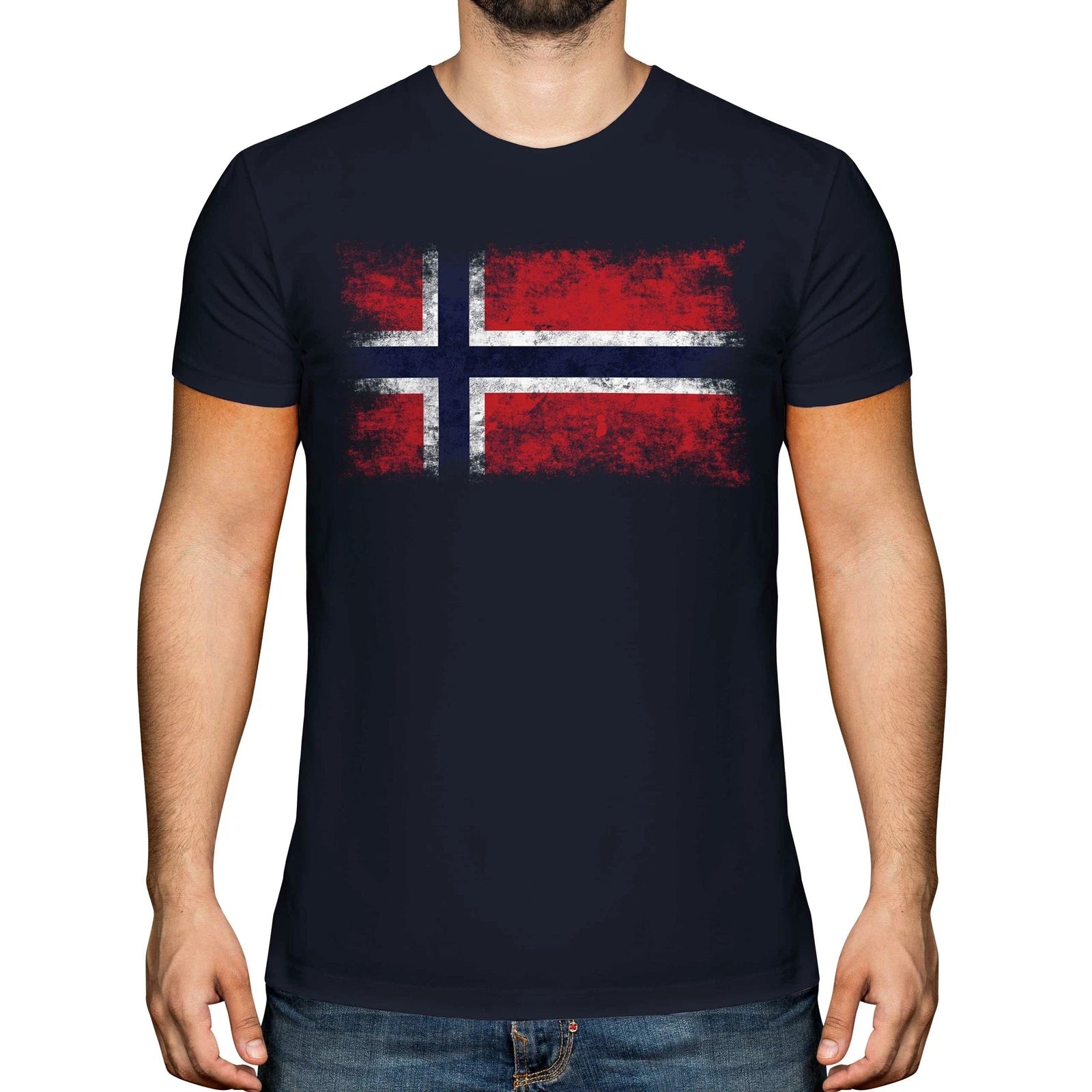 NORWAY DISTRESSED FLAG MENS T-SHIRT TOP NOREG NORWEGIAN NORGE SHIRT FOOTBALL