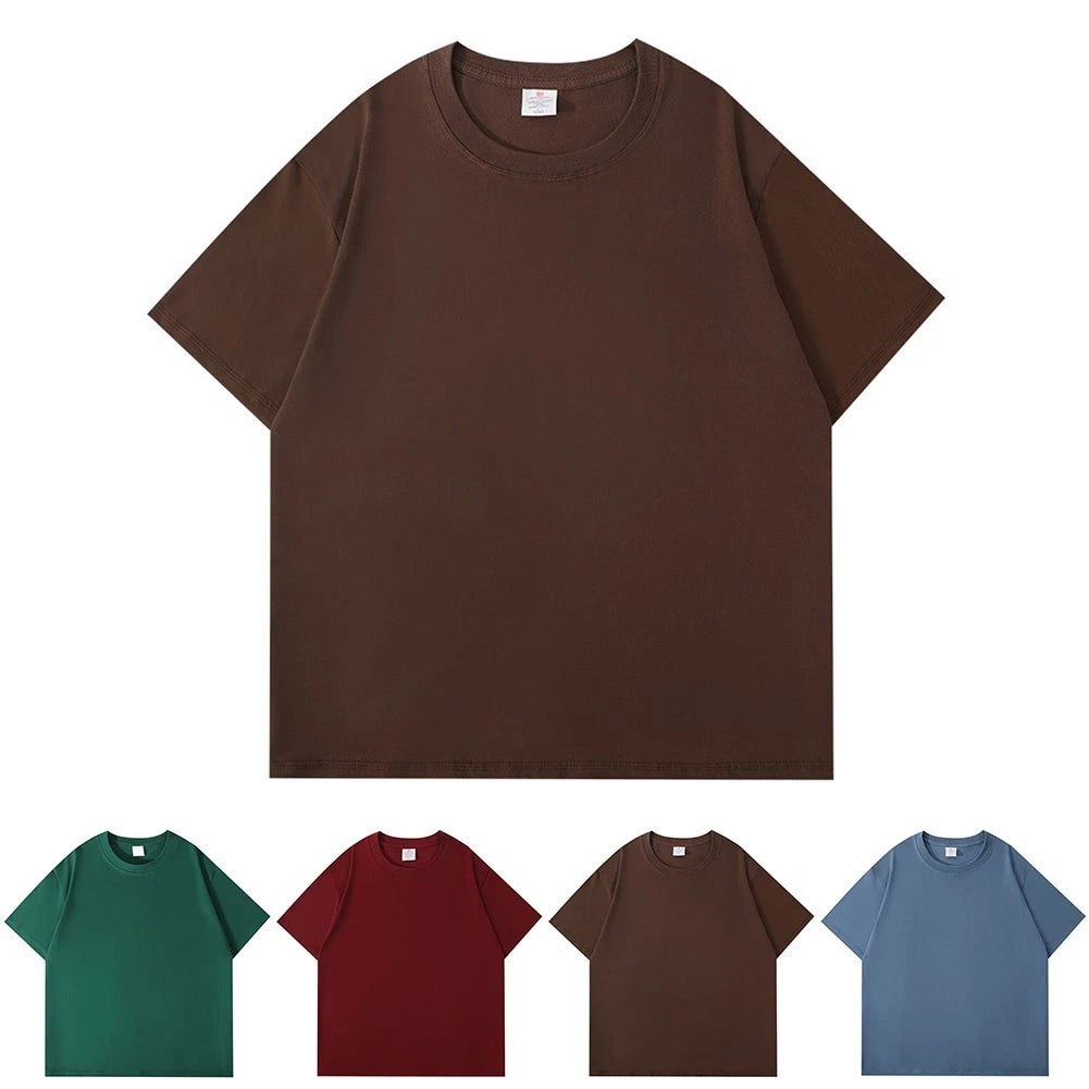 Round Neck T Shirt Men Short Sleeve Pullover Casual Streetwear Solid Color Top