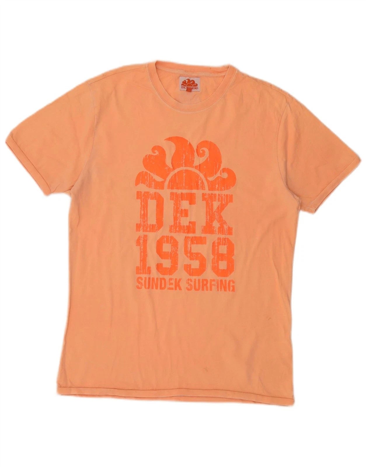 Sundek Mens Graphic T-Shirt Top Large Orange Cotton BL05