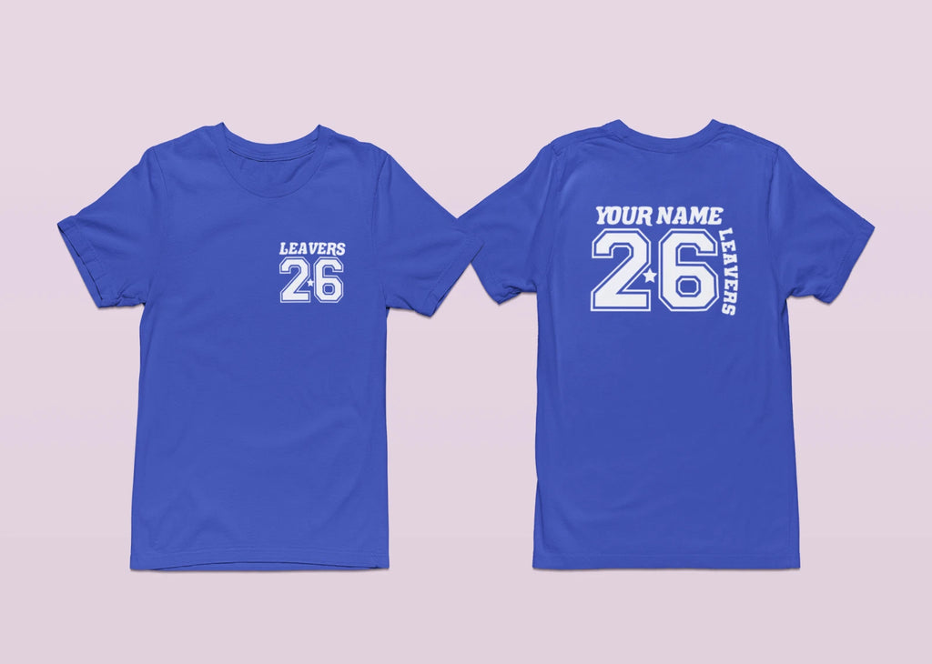 Personalised Custom Leavers 2026 T-Shirt Your Name School Students Party Gifts