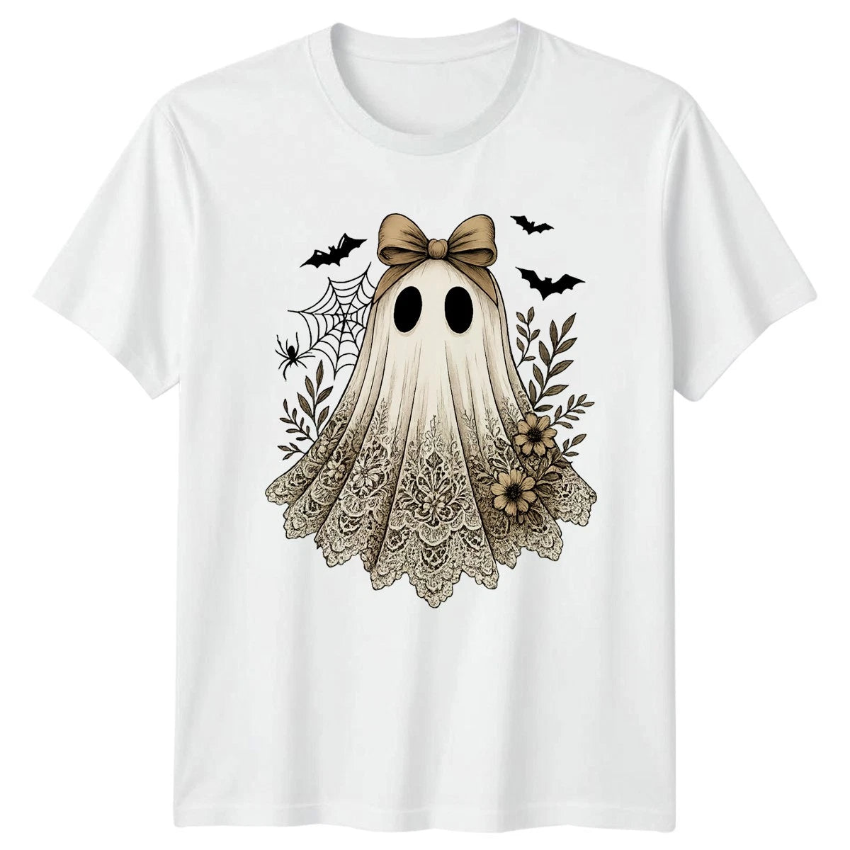 Vintage Gothic Sheet Ghost With Womens T-Shirt Spooky Aesthetic Halloween