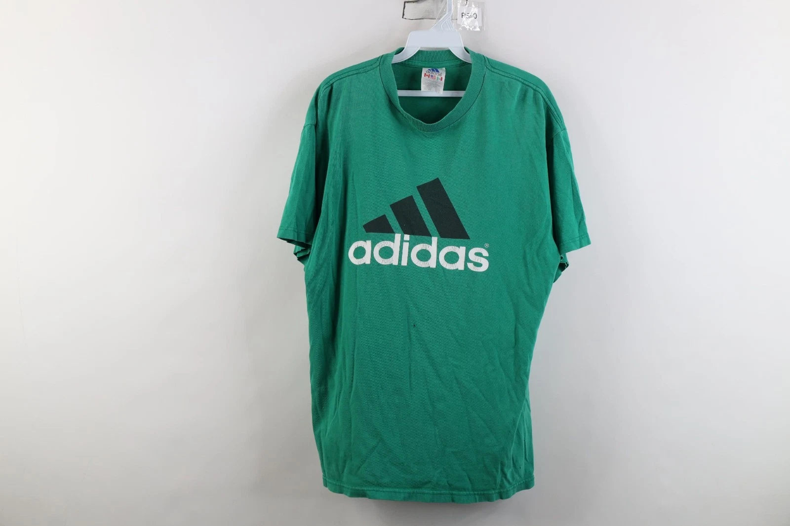 Vintage 90s Adidas Soccer Mens Medium Distressed Spell Out T-Shirt Green USA