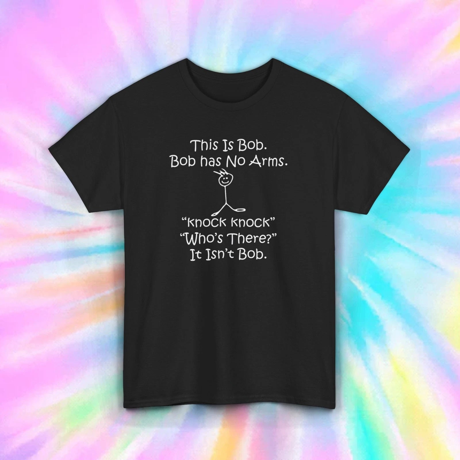 This Is Bob Stick Figure Funny Knock Knock Joke Graphic T-Shirt S-5XL