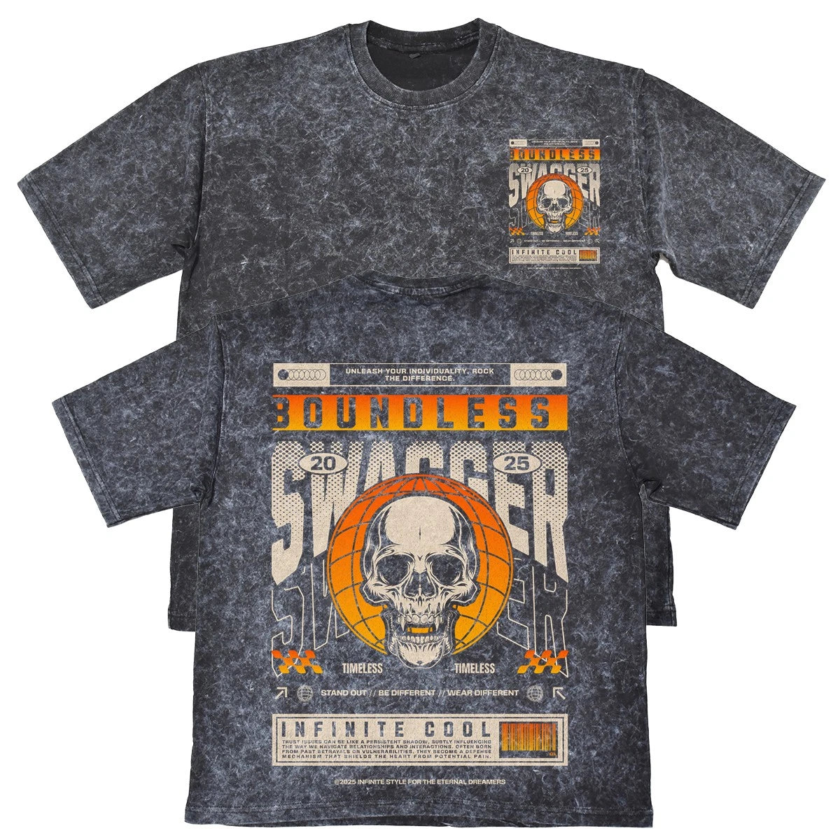 Unleash Your Individuality Mens Carbon Grey Heavyweight 240gsm Vintage T-Shirt