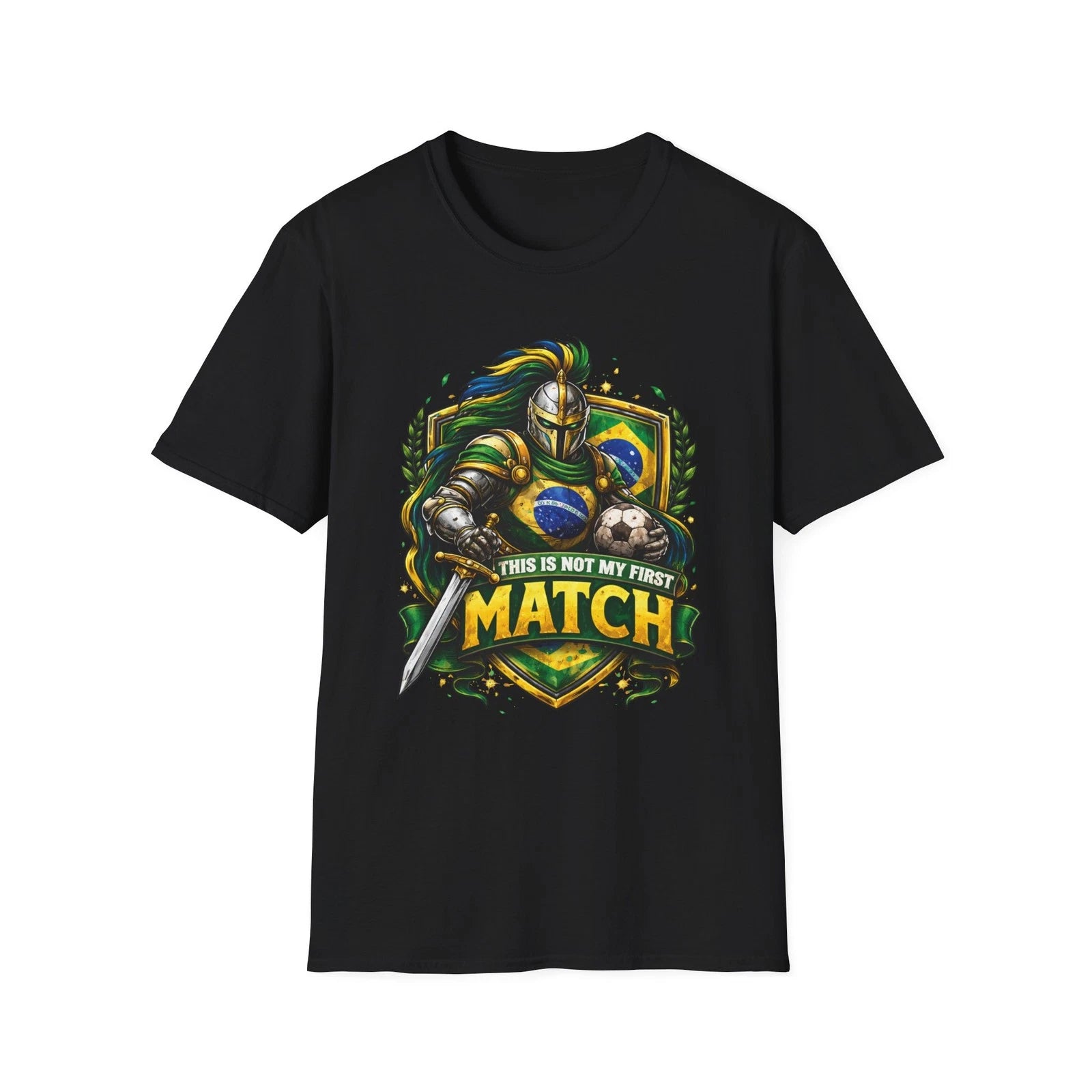 Brazil Soccer Knight Crest T-Shirt This Is Not My First Match Football Tee