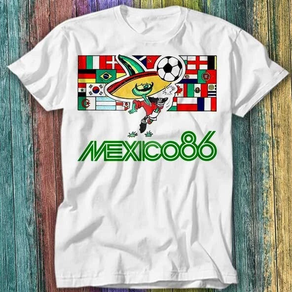 Mexico 86 World Cup Soccer 80s 90s Football Flag Argentina T Shirt Top Tee 501
