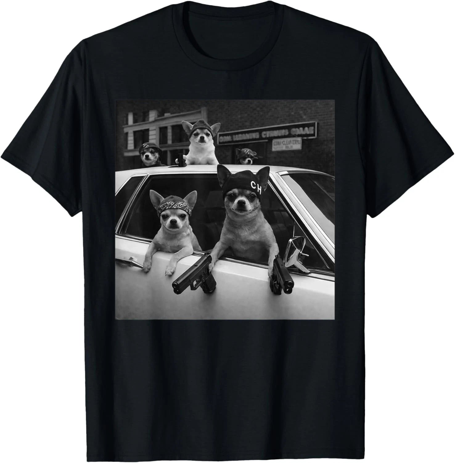 Funny Chihuahua Meme Chihuahua Gangster Dog Street Design Gift Unisex T-Shirt