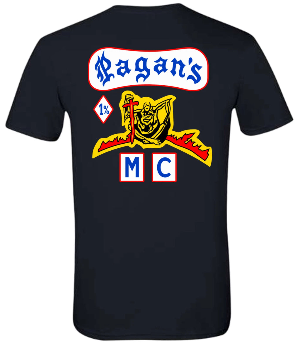 Pagans MC 1% Patch Logo Black Crew Neck Short Sleeve T-Shirt