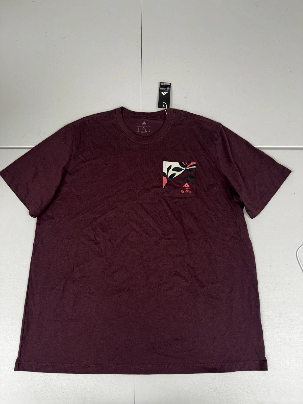 Adidas Men's F1 Mercedes Miami Graphic Pocket T-Shirt NWT $30 Pick Size Maroon