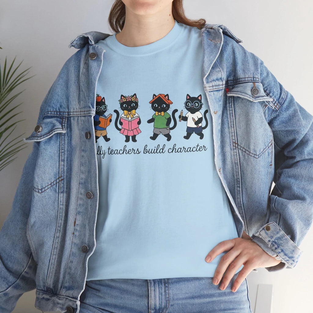 Silly Teachers Build Character tee | Cat Teachers graphic shirt
