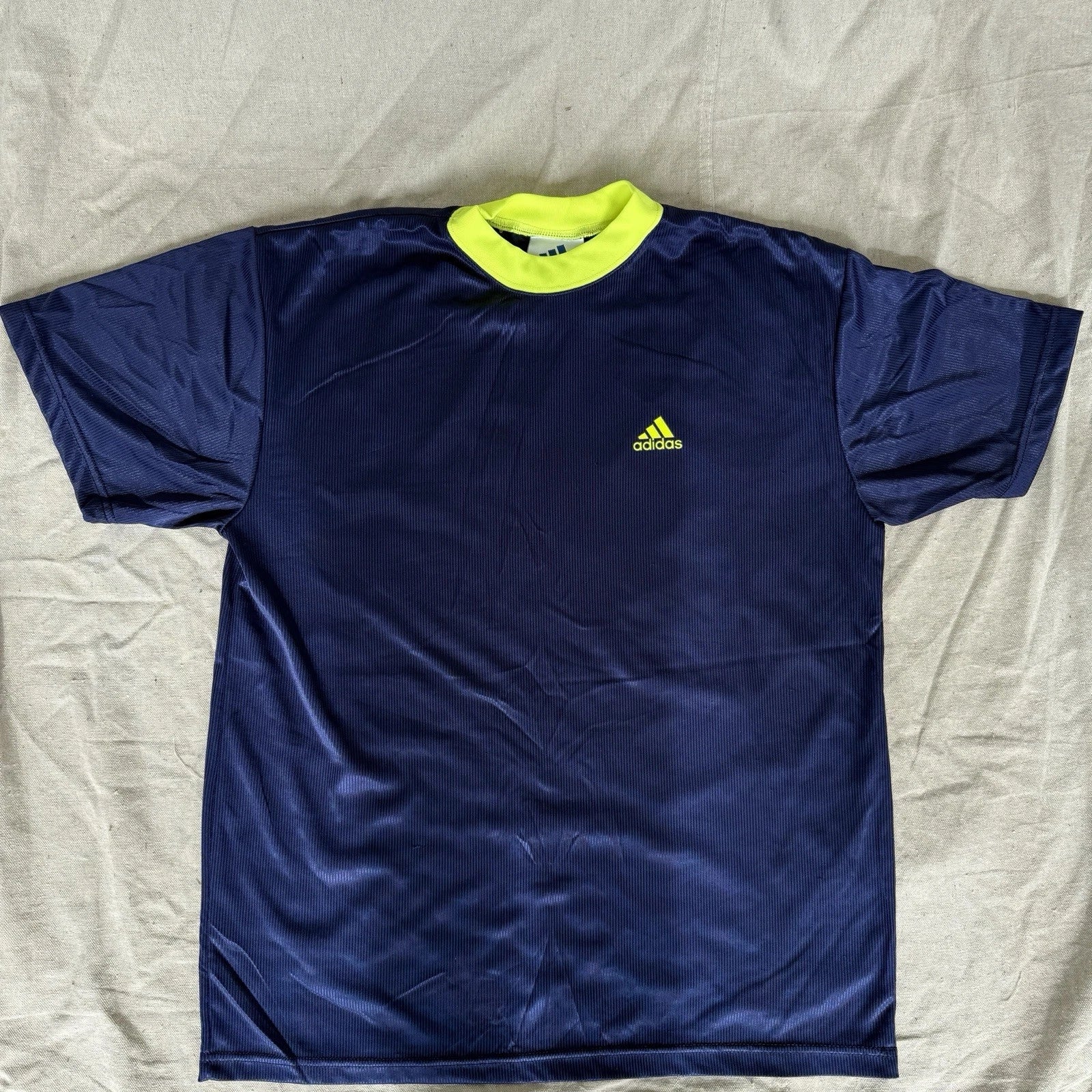 Adidas Vintage 90s Soccer Jersey Men's L Blue Neon Yellow