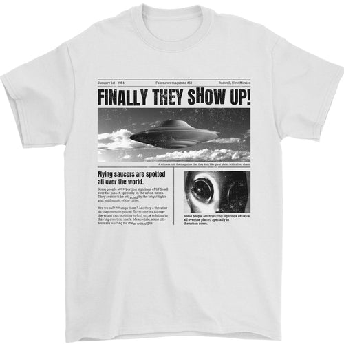 Alien News Article UFO Mens T-Shirt 100% Cotton