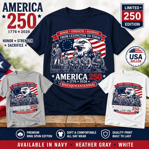 250 Years of Freedom 1776 2026 Patriotic Unisex Tshirt