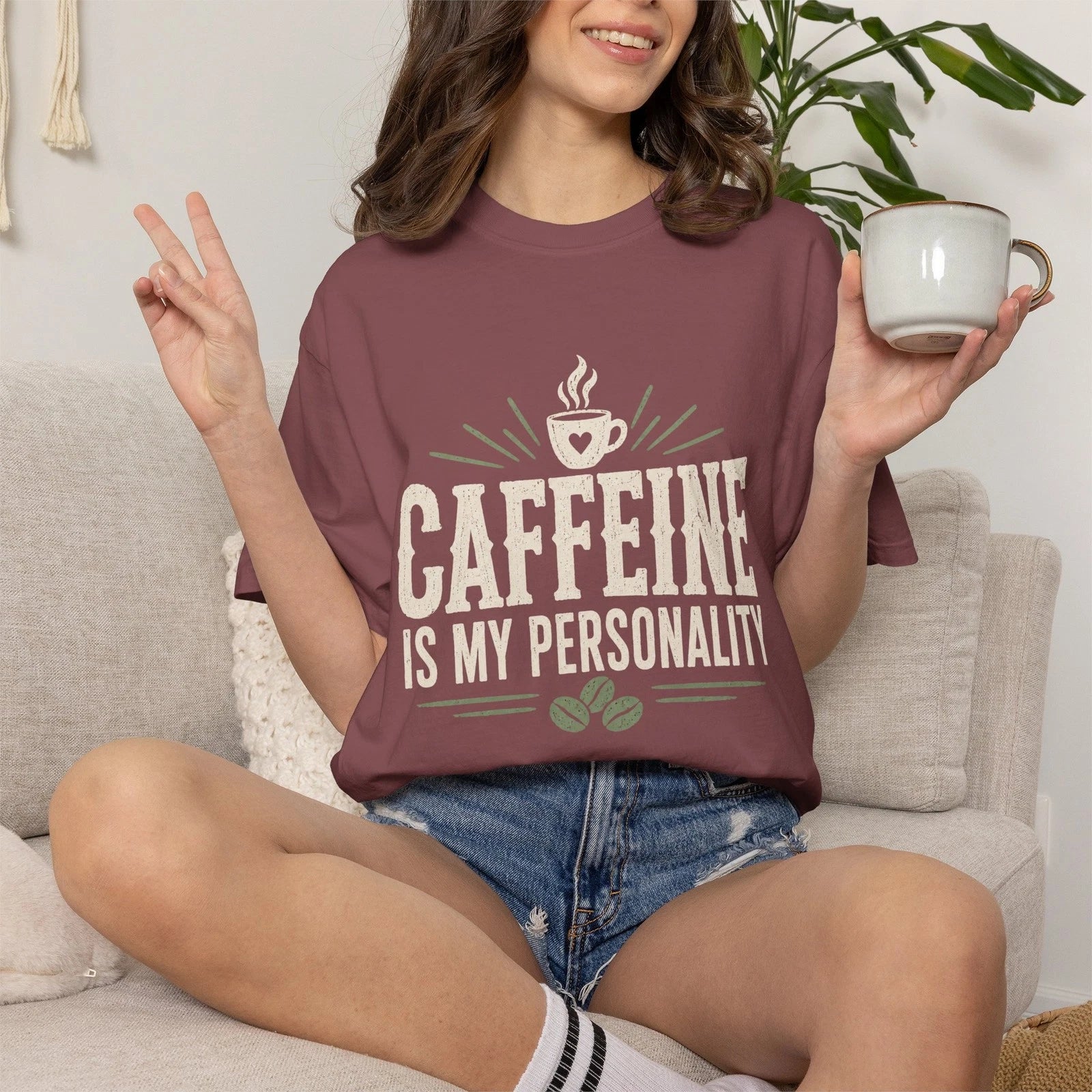 Caffeine Is My Personality T-shirt | Coffee Mug Graphic