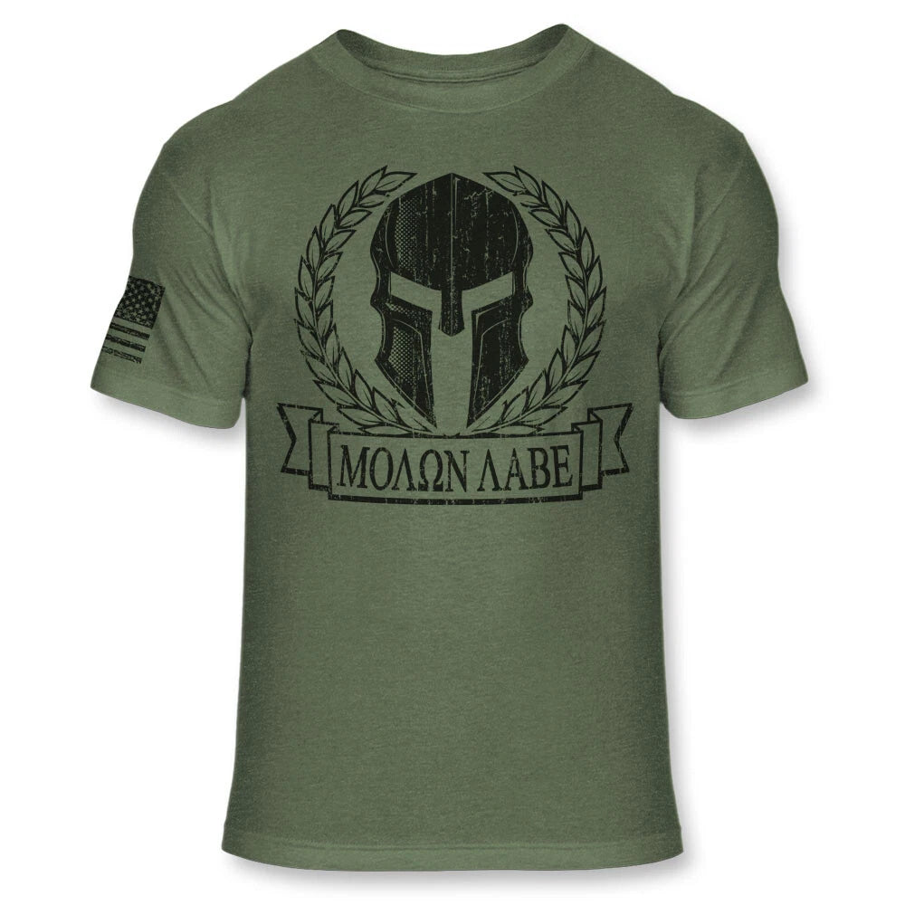 Spartan Warrior Helmet T-Shirt  Molon Labe Shirt - Soft Blend T-Shirt - A208