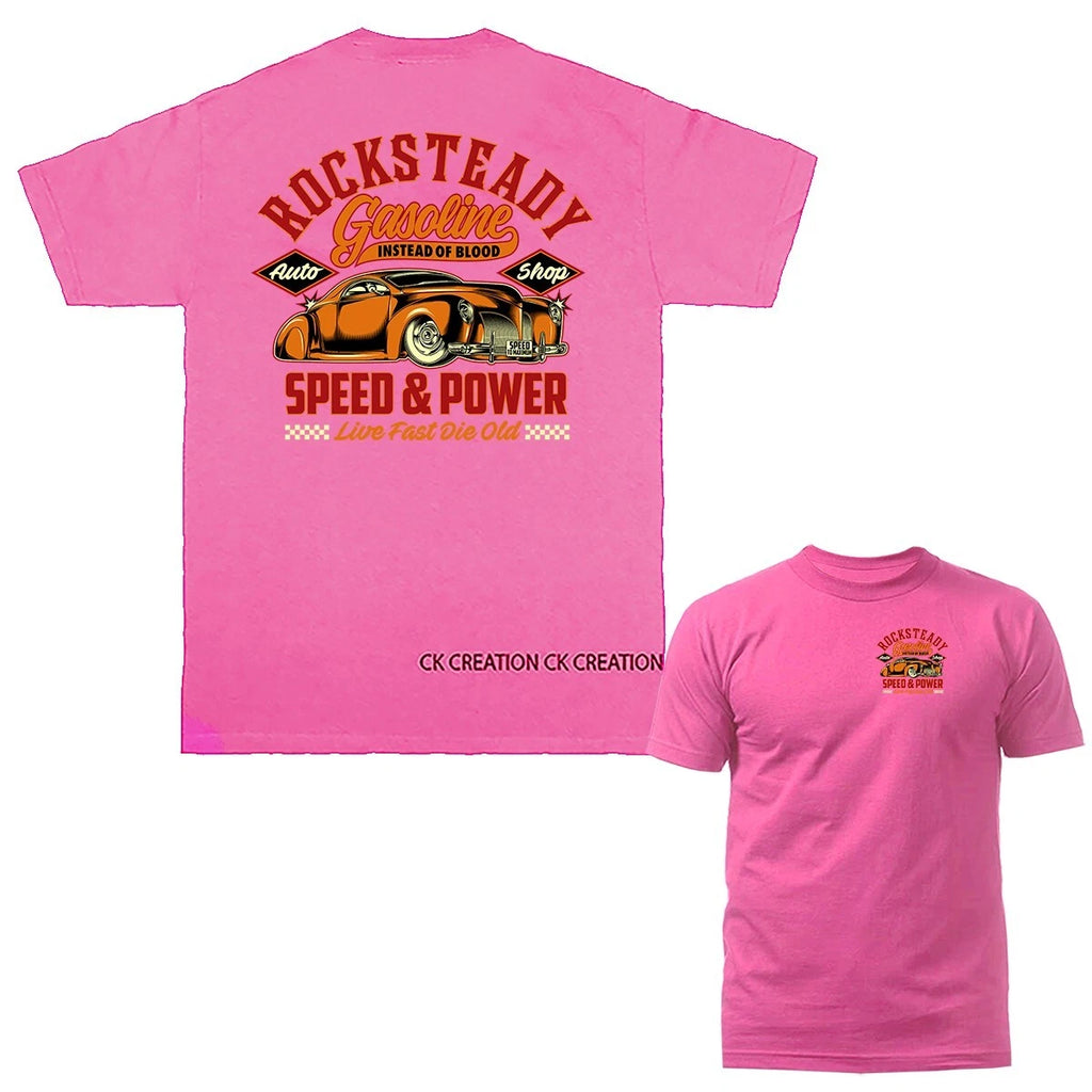 Rocksteady Speed & Power Hot Rod Classic Vintage Car Automobile Graphic T-shirt