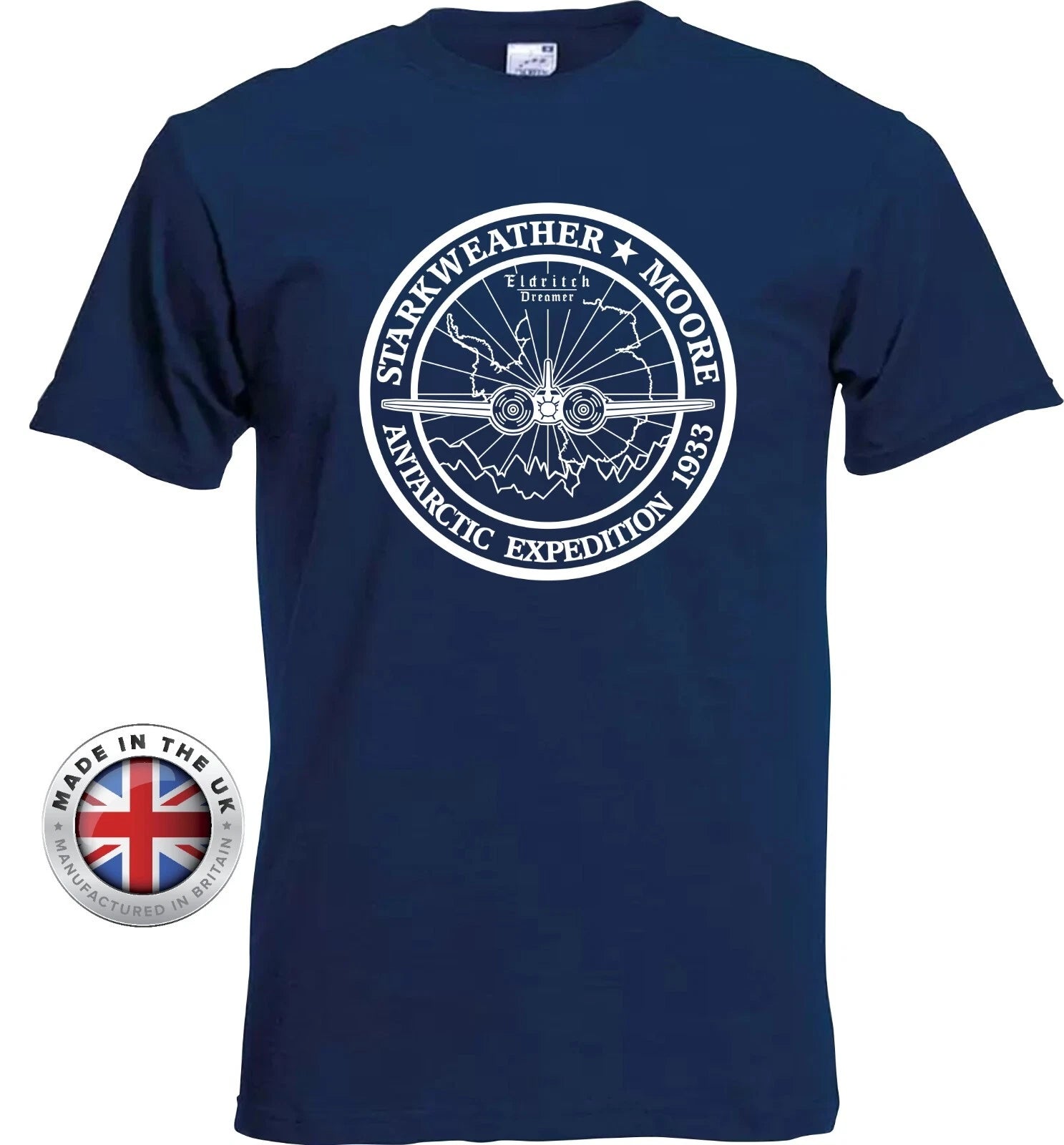 Cthulhu T shirt Starkweather Antarctic Exploration navy Unisex+Ladies fitted