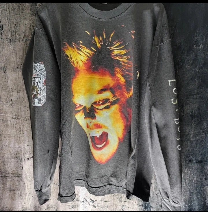CUSTOM LOST BOYS LONG SLEEVE 4 SIDDED PRINT SHIRT On Premium Garment Dyed TShirt