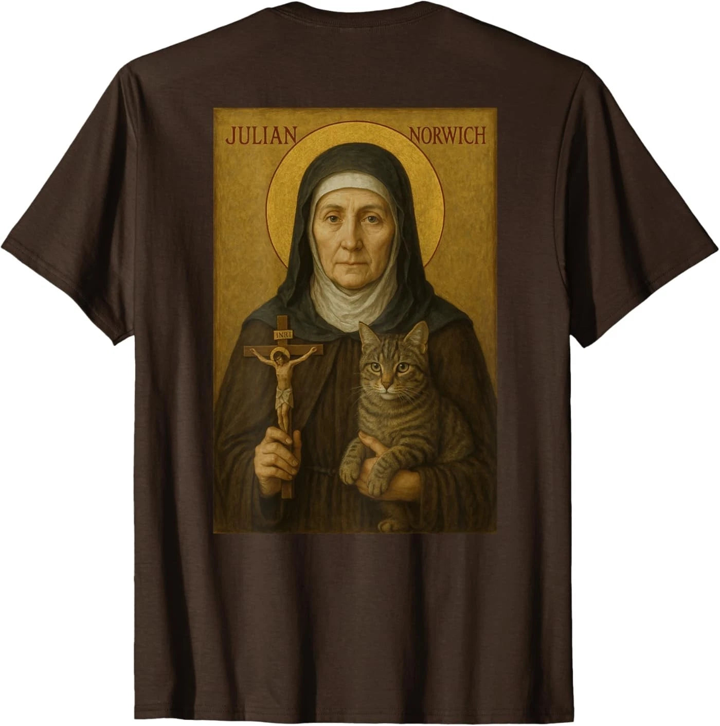 Catholic Icon: Julian of Norwich On Back Design T-Shirt