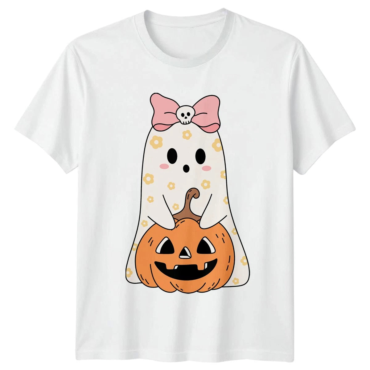 Womens T-Shirt Cute Halloween Ghost Pumpkin Halloween Gift For Her