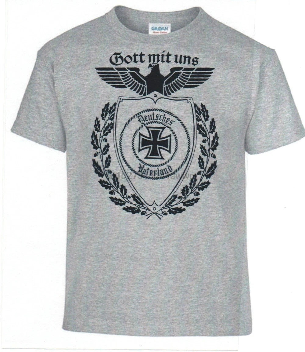 WW2 WWII German Military Eagle T shirt Deutsches Vaterland GOTT MIT UNS!
