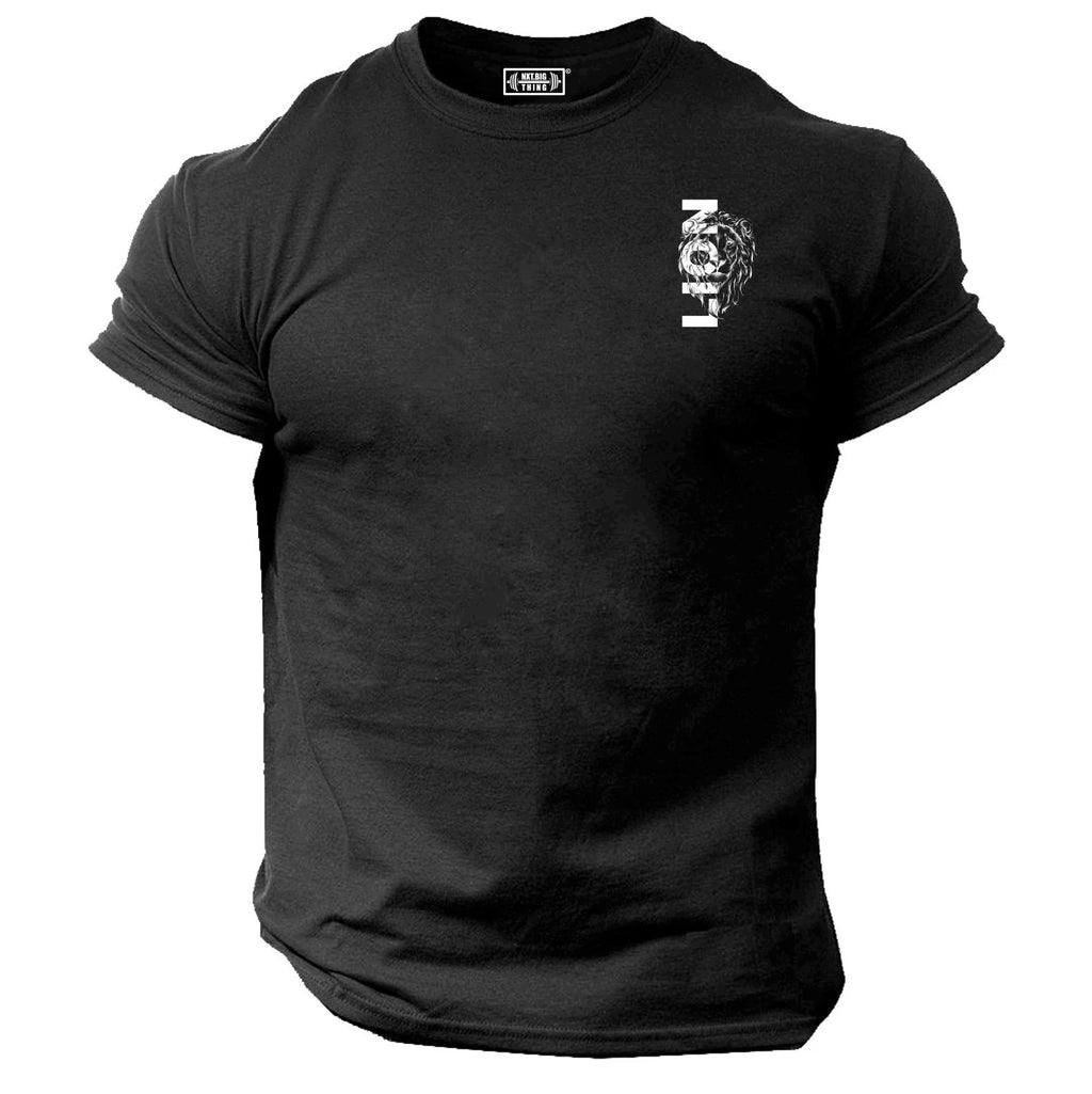 Lion T Shirt Pocket Gym Clothing Bodybuilding Training Workout Exercise MMA Top