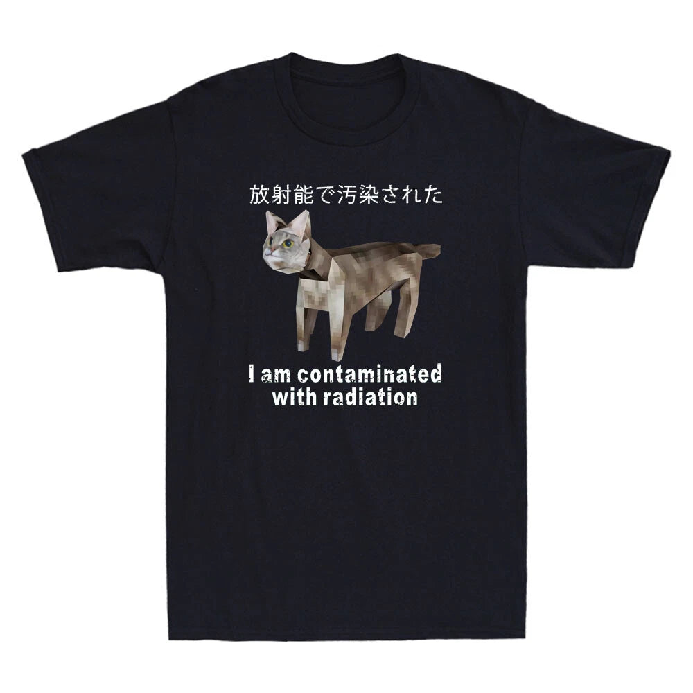 I Am Contaminated With Radiation Funny Japanese Cat Meme Vintage Men's T-Shirt