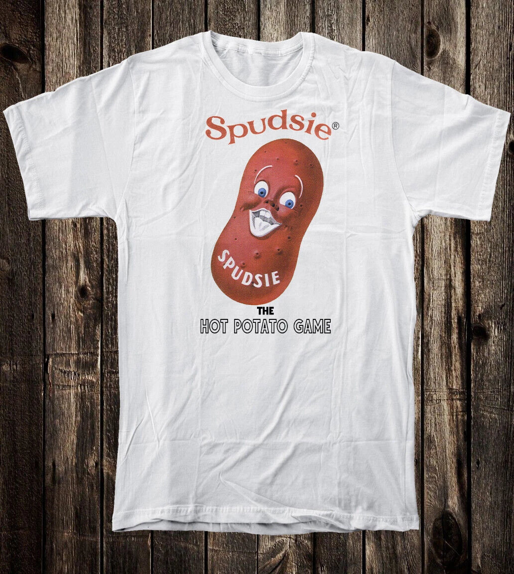 Retro Ad Art Tee T Shirt Vtg 100% Cotton Mr. Spudsie Hot Potato Game