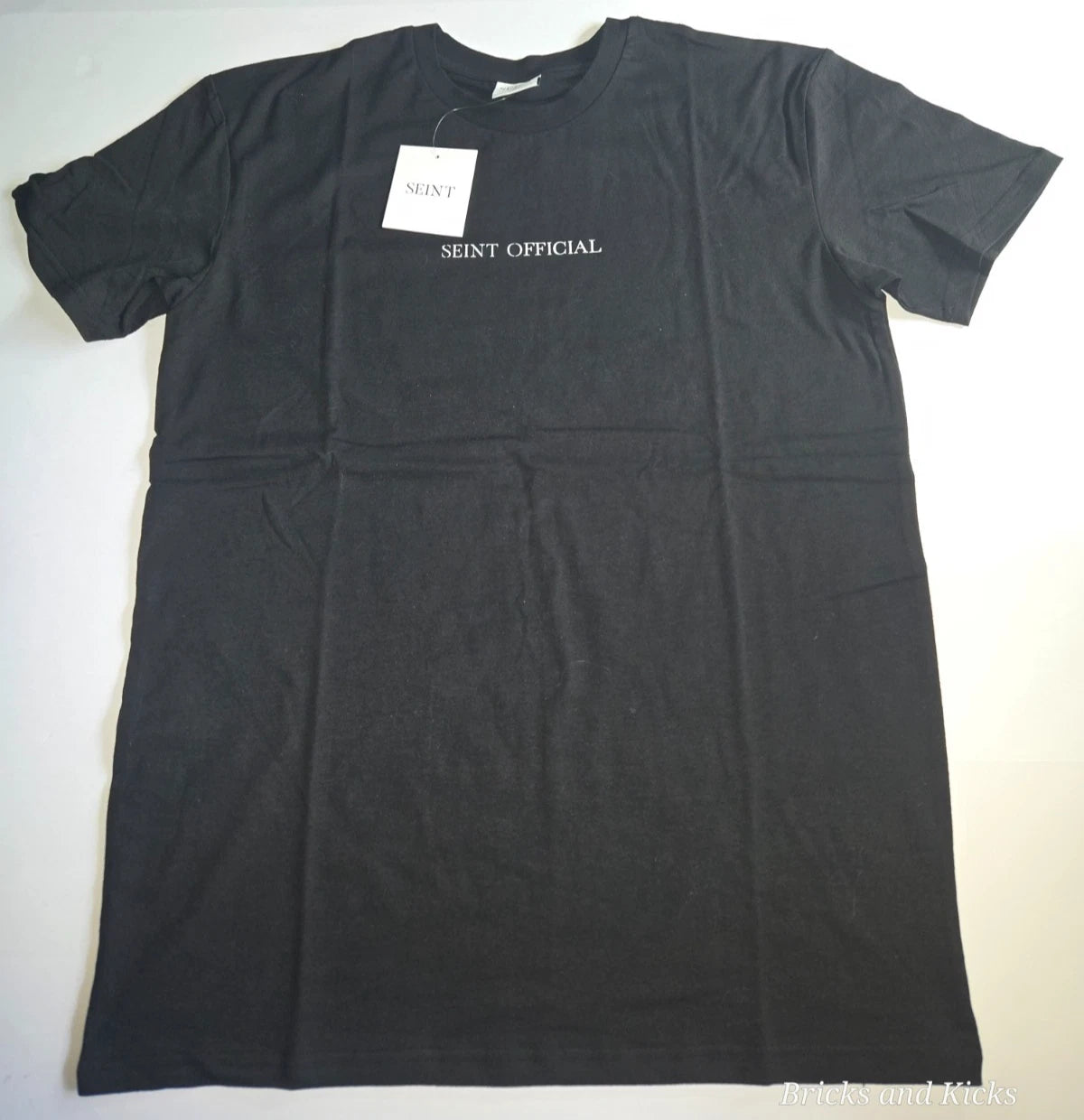 Seint Official T-Shirt Black Crewneck Logo Tee Minimalist Streetwear Men's M NWT