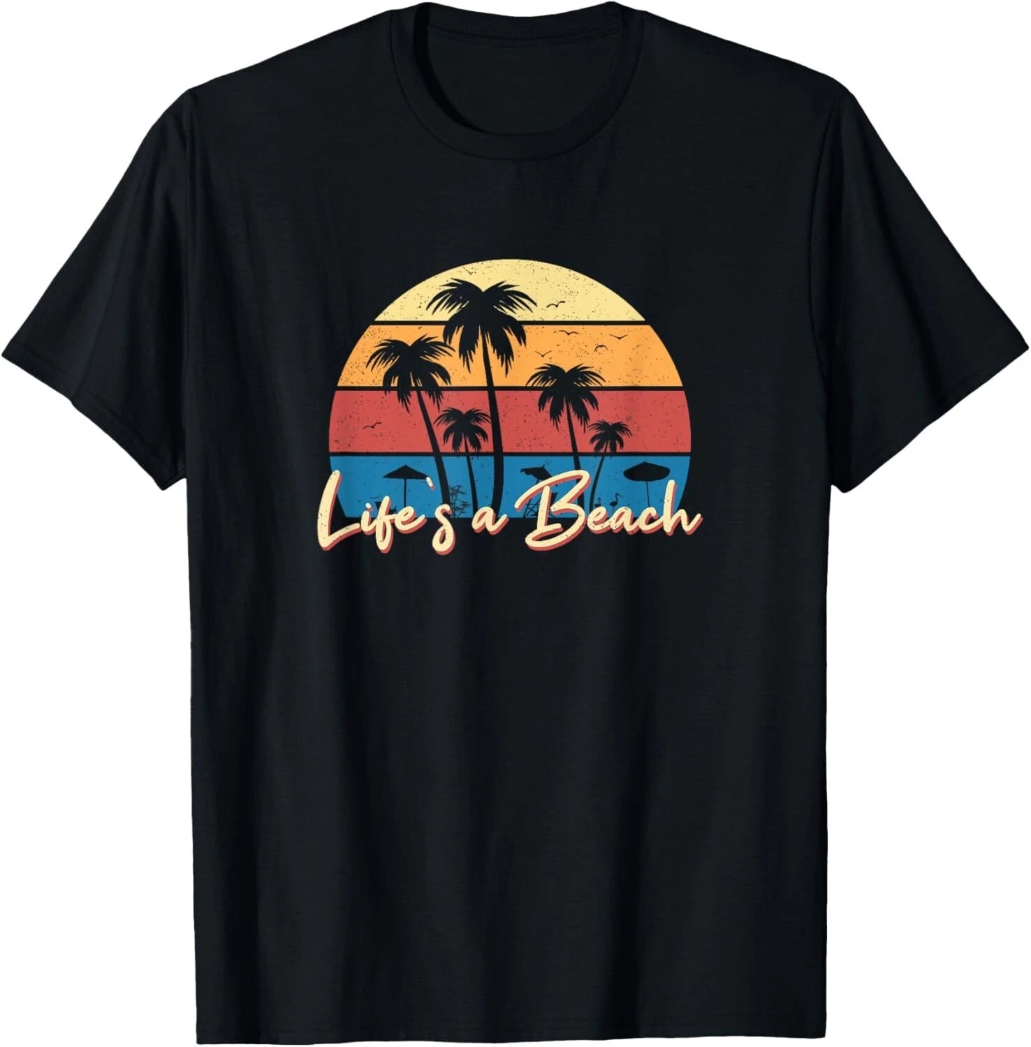 Life_s a Beach Funny Retro Palm Tree Vacation Summer Gift Unisex T-Shirt