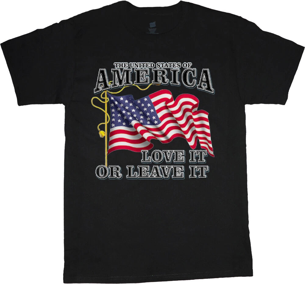 United States of America Love it or Leave Shirt Mens Graphic Tee Trump 2020 MAGA