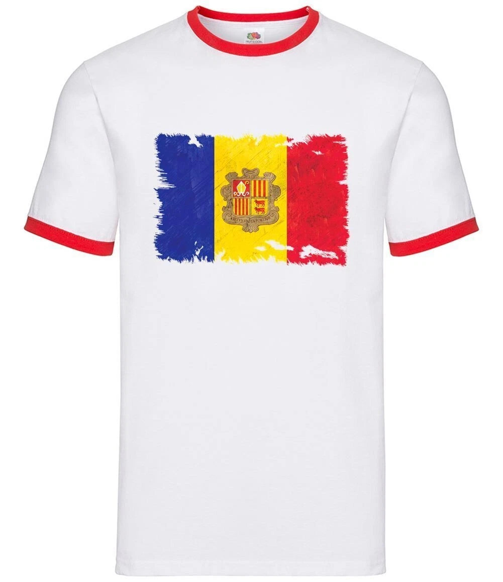 Andorra Grunge Style Flag - Men Contrast - Country Travel Flags La Vella