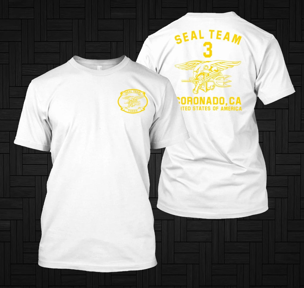 Navy SEAL Team Three DEVGRU Coronado -  Custom Men's Back and front T-Shirt Tee
