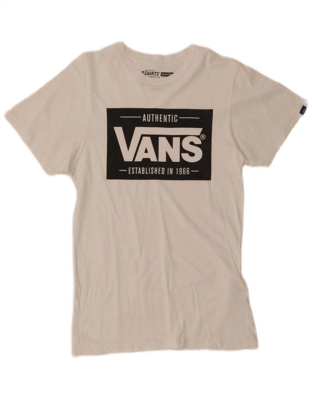 Vans Mens Custom Fit Graphic T-Shirt Top Small White Cotton AZ14